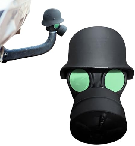 FUFRE Abdeckkappe Anhängerkupplung, lustig Anhängerkupplung Abdeckung, Gasmaske-Helm Abdeckung Anhängerkupplung, Staubdicht & Wasserdicht, für 50 mm Kugelkopf (Olivgrün)