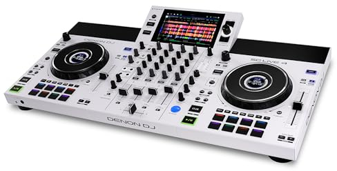 Denon DJ SC LIVE 4 WHITE - Standalone DJ Controller with Stems on 4-Decks, Wi-Fi Streaming, Build-in Speakers, Serato DJ and Virtual DJ Compatible