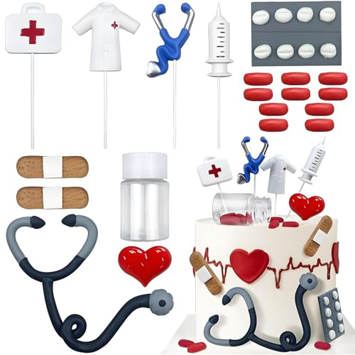 Krankenschwester Kuchen Dekoration, Krankenschwester Abschluss Kuchen, medizinische Geräte Abschluss Dekoration Zubehör, medizinisches Personal Themenparty, Arzt Party Zubehör