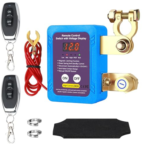 BOSYTRO Coupe Batterie Voiture 12v, Intelligent 240a Coupe Circuit Voiture avec Affichage de Tension LED, pour Auto, RV, ATV, Camion, Bateau