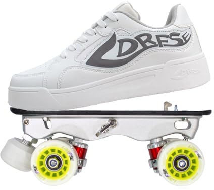 2-in-1 Rollschuhe Skateschuhe mit abnehmbarem Skateboard-Design, PU-Räder Aluminiumplatte, rutschfest, Unisex für Herren & Damen Jugendliche und Erwachsene