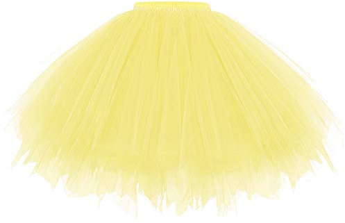 Gardenwed Jupes Femme pour Robe de Bal en Tulle de Princesse Jupon Vintage Femme 1950s Underskirt Fonds de Robe Ballet Tutu Fête Cérémonie Jaune Yellow XL