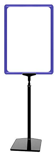 4 Plakatständer DIN A3 Rahmen blau, Ständer Kunststoff schwarz, Teleskopständer mit Fuß eckig und Stahleinlage, Kundenstopper höhenverstellbar bis 68 cm, Aufsteller