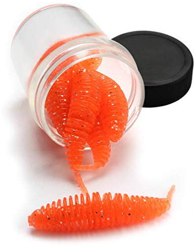 Storfisk fishing & more Feinripp Weichgummi Forellenköder, Supersoft mit Aroma (Käse oder Knoblauch) und Glitter, schwimmend, umweltfreundliches TPE-Material, Länge: 60 mm