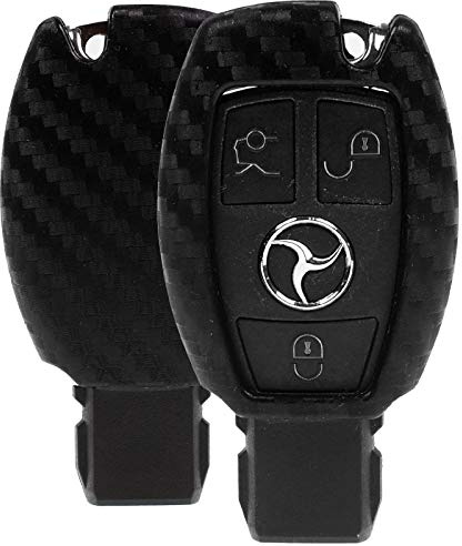 Auto Schlüssel Hülle Carbon Kompatibel mit Mercedes Benz W204 W205 W906 C117 W212 W218 W222