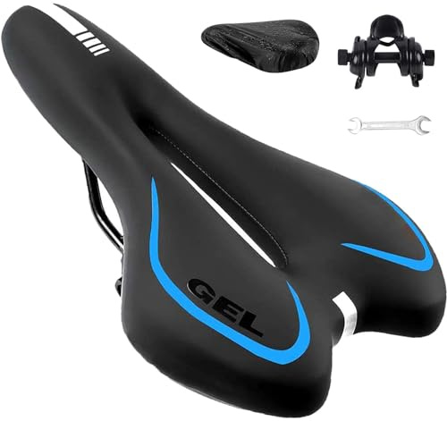Cykelsadel,Ergonomisk Mountainbikesadel,Bekväm Cykelsadel Med,MTB Vägcykel Fjädrad Sadel,för MTB Mountainbike, Hopfällbar Cykel,Racingcykel,Stadscykel (Blå)