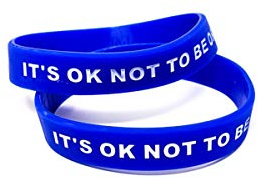 It's OK NOT to BE OK (Pack of 2) Mental Health Silicone Bracelets Wristbands MHA Gifts (Medium 18cm, x2 Blue)