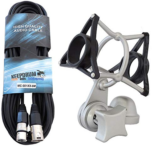 Samson SP02 Shockmount Mikrofon-Halterung + keepdrum XLR Mikrofonkabel 6m