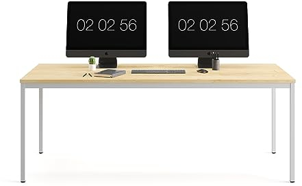 furni24 Schreibtisch-Stahl 120x80x75cm, Eiche, TÜV/GS-Einfache Montage, Arbeitstisch, Bürotisch, Küchentisch, Esstisch, Druckertisch Büro-Möbel Arbeitszimmer Computertisch Gaming-Tisch Mehrzwecktisch