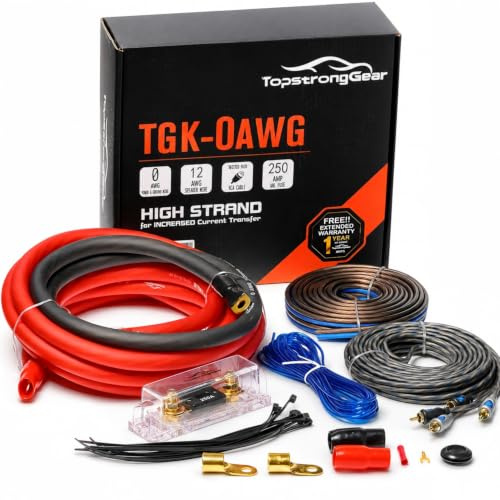TOPSTRONGGEAR Kit d'ampli de calibre 0 True 0 AWG pour installation d'amplificateur de câblage et câbles d'installation