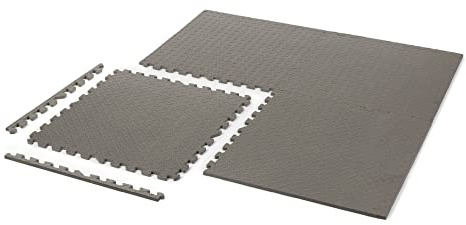 Structure Fitness Interlocking Eva Foam Exercise Home Gym Garage workshop Flooring Mat Non Slip Rubber Cushion Floor Tiles 60x60cm (8, Grey)