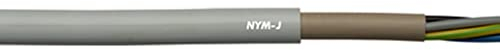 10 Meter Lapp 16000023 NYM-J Stromkabel 5G1,5 mm² I Normleitung mit grün-gelbem Schutzleiter für Innenausbauten I Kabel 5x1,5 für Elektroinstallation I Feuchtraumkabel grau