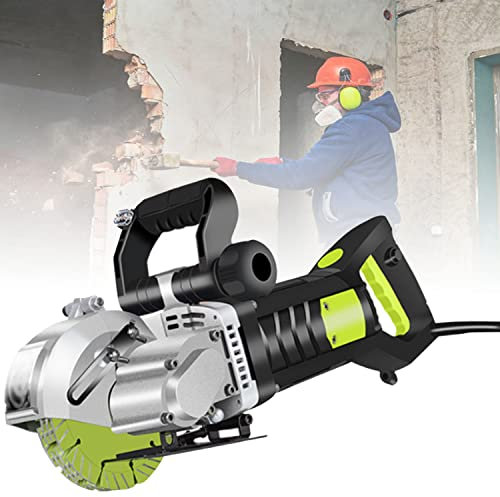 Scanalatore da muro scanalatrice 133mm profondità di taglio - scanalatrice della scanalatura della parete tagliatrice del calcestruzzo 4800W, per mattonelle di marmo del granito 5 pezzi Lame,Green
