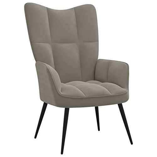 ZEYUAN Relaxsessel, Fernsehsessel, Lesesessel, Relax Sessel, Armsessel, Einzelsessel, TV Sessel, Polstersessel, Seselstuhl Wohnzimmer, Hellgrau Samt
