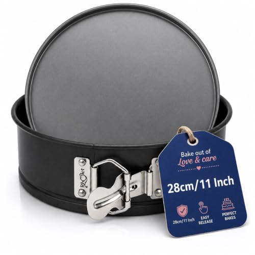 RHOLET 30cm Cake Tin 11.5 Inch for Baking Springform Non Stick Loose Base | Baking Tin for Cheesecake, Leak Proof Deep Round Cake Pans, Bakeware, Unique Plain Design-Oven Safe, Home and Kitchen