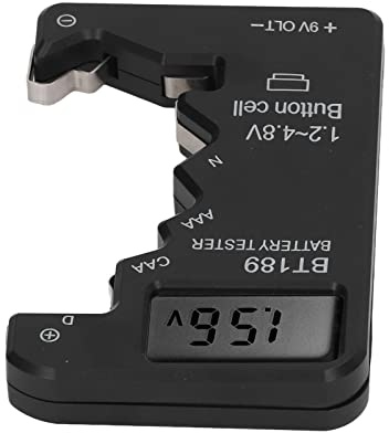 Battery Tester Checker, LCD Display Digital Display Battery Tester for AA AAA 6F22 9V 1.5V (Black)