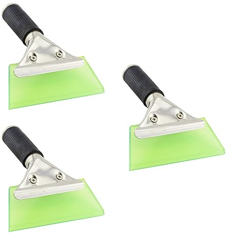 Vaguelly 3stücke Stainless Steel Schneeschaufel Mit Gummisleeve Multifunktionaler Eiskratzer Für Auto Robuster Schnee Und Frostschaber Für Windschutzscheibe Farbe Zufällig