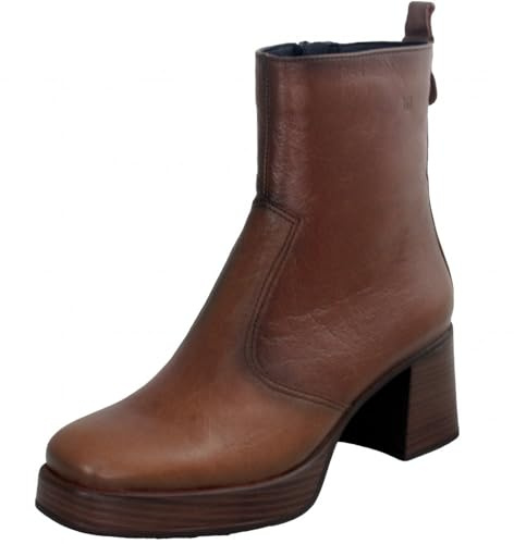 Dorking - Botín liso, de piel, tacón ancho de 7cm y plataforma de 2cm, con cremallera, suela de goma,marrón, para: Mujer color: LIBANO talla:40