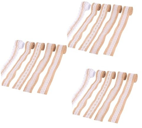 NUOBESTY 15 Rollen Hochzeits dekoration Leinen rolle Juteband Hochzeit Spitzenband Schleife Wohnkultur leinen selber machen Leinenband Haushalt Sackleinenrolle Spitzen Rolle Kunsthandwerk