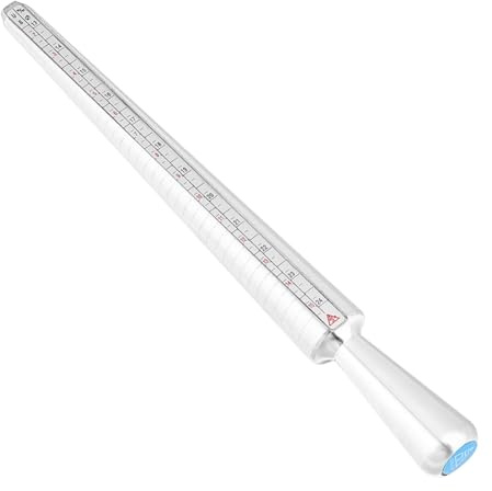 UNICRAFTALE 1 outil de Mesure de la Taille des Bagues en Aluminium Mandrin de Taille des Bagues Tiges de Mandrin pour des Mesures Précises avec Manche en Bois Mandrin de Taille de Bijoux