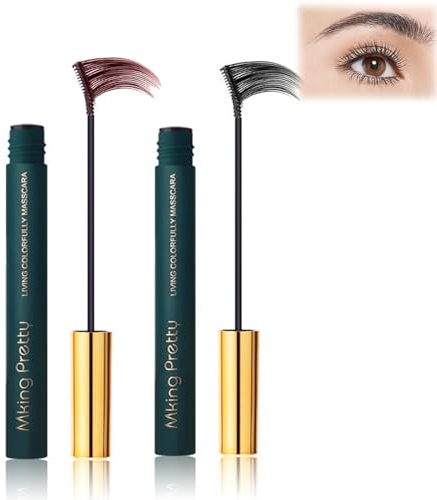 XdealCozyxc 2PCS Ultra Fine Waterproof Mascara, Curling Volumizing Mascara (Black and Brown)