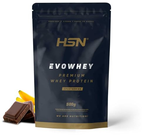 HSN Evowhey Protein | Chocolate y Plátano 500g = 17 Tomas por Envase Concentrado de Proteína de Suero | 100% Whey Protein Concentrate (WPC) | No-GMO, Vegetariano, Sin Gluten ni Soja