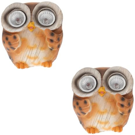 Parliky 2pcs Garden Owl Solar Light Charming Figurine for Outdoor Decoration Energy-efficient Solar-Powered Led for Gardens Patios and Yards for
