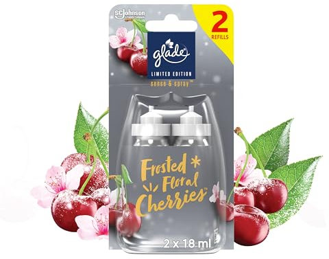 Glade Sense & Spray Air Freshener Refill, Motion Activated Automatic Room Spray and Odour Eliminator for Home, Frosted Floral Cherries, Duo Pack (2 x 18ml)