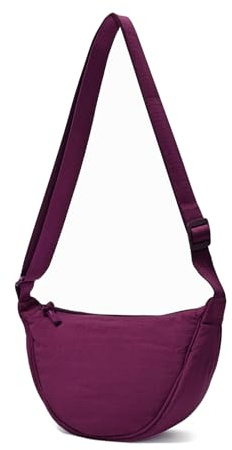 ANYWN Crossbody Bag Damen Halbmond Schultertasche, Hobo Casual Crossbody Bag, Einfarbige Tragbare Halbmond-Tasche Umhängetasche mit verstellbarer Schultergurt Dunkel Lila