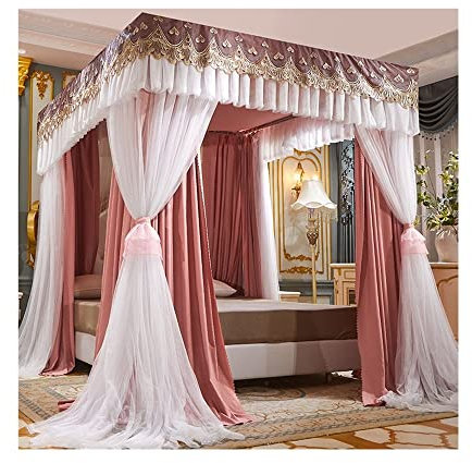 SIAMZYWV Bettvorhänge, 1,5 m/5 Fuß, Verdunkelungs- und staubdichter Betthimmel/Bettvorhang für Schlafzimmer, doppeltes Moskitonetz Farbe: Stil 8, Größe: 1,5 x 2 x