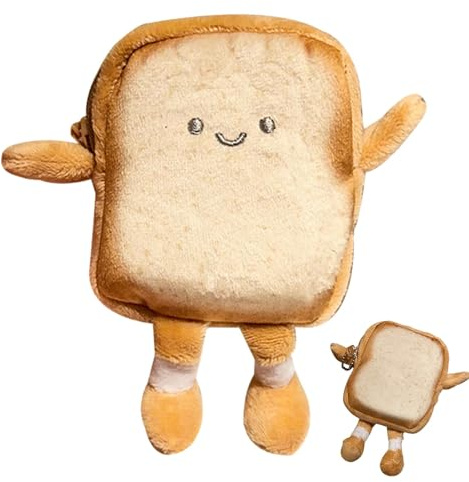 Pochette Toast en Peluche, Sac à Main - Porte-Monnaie Toast Mignon avec Fermeture éclair | Étui à Cartes, Rangement écouteurs, Min Sac kawa pour Monnaie, clés, Accessoires