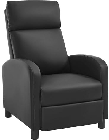 WOLTU Relaxsessel, mit Liegefunktion Schlaffunktion, mit hocker, verstellbar, Wohnzimmer Schlafzimmer, Polster, 89 x 102 x 65,5 cm, Kunstleder, Schwarz