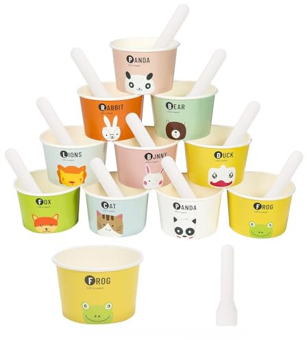 Yanghad Coppette Gelato Usa e Getta,Carta Coppette per Gelato, Coppe Gelato in Carta10 Modelli di disegno Usa E Getta Ciotole Di Carta per Torte, Dessert, Frutta, Zuppa 50/100PCS (50)