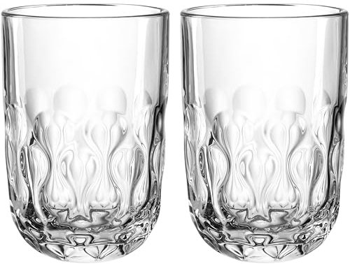 LEONARDO HOME GOCCE Latte Macchiato Vetro • 2 pezzi • 390 ml • Bicchiere Match • Lavabile in lavastoviglie • Struttura a goccia • Caffè freddo • Trasparente • Design trasparente • Tazza da caffè