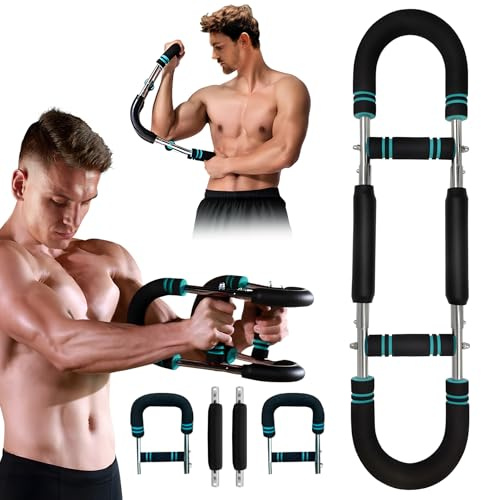 LTFIOON Twister Armtrainer, Nuovo a 3 Stadi Allenatore Regolabile per Braccia e Pettorali con Resistenza 30KG/40KG/50KG, Attrezzo Fitness Portatile a Molla per Allenamento Casa/Ufficio/Viaggio (Blu)