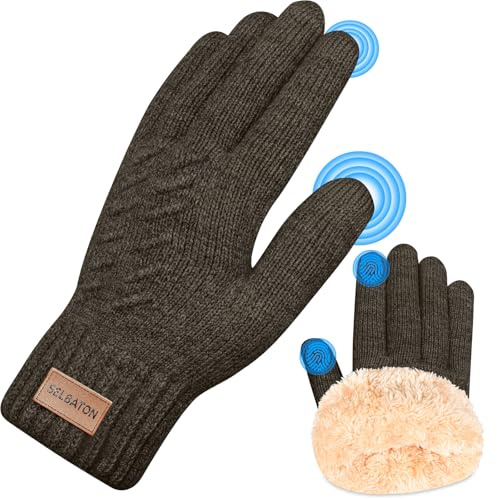 SELBATON Guantes Invierno Hombre termicos Mujer - para Pantalla Táctil Cálidos, Guantes Elásticos al Aire Libre, Conducción, Ciclismo, Escritura, Pesca, Correr, Esquí