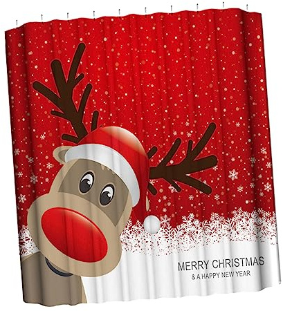 VALICLUD Cortina De Ducha Estampado De Navideño Cortina De Baño Roja para Decorar El Baño Navidad Material Resistente Al Agua