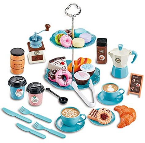 Watreketal Kids Tea Set For Little Girls For Play Dessert And Toy Coffee Maker Age 3 4 5 6 7 8 Indoor Outdoor Pretend Toys Tea Play Coffee Maker For Kids