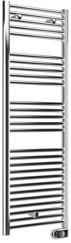 3S SuperSamaStore Radiatore Scaldasalviette Elettrico Cortina Evo con Termostato Digitale, Termoarredo da Bagno con Cavo, Programmazione Settimanale, Cromato, 450W (137,5 x 48 cm)