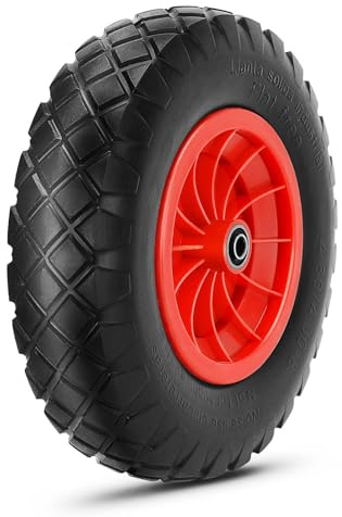 GREENSAPPIRE 16 Schubkarrenrad 4.80/4.00-8, pneumatisch, Tragkraft 100 kg, pannensicherer Vollgummireifen mit 16mm Bohrung, robuster Ersatzreifen für Gartenwagen, Anhänger, Schubkarren und LKW