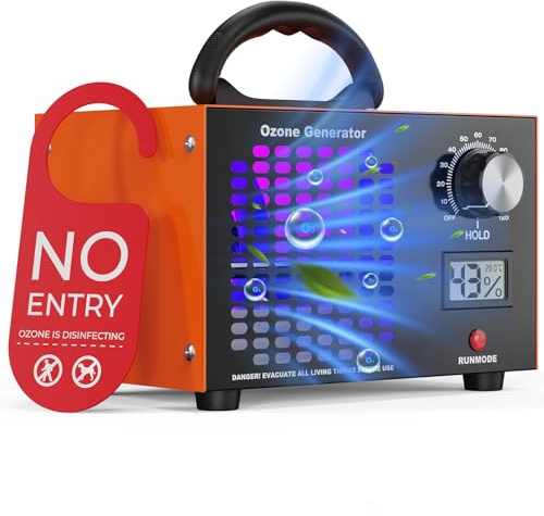 Generador de Ozono 160000mg/h - Ozono Purificador de Aire con Temporizador 2H,2800 RPM,Maquina Ozono Portatil,Desinfección y Desodorización,para Hogar Coche Cocina Oficina,Área Hasta 500㎡