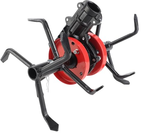 BONKZEBU Ruota per Decespugliatore a 6 Artigli, Mini Motozappa con Testa per Allentare il Terreno per Coltivatore da Giardino, con compatibilità Universale per Tosaerba 26x13 Cm,