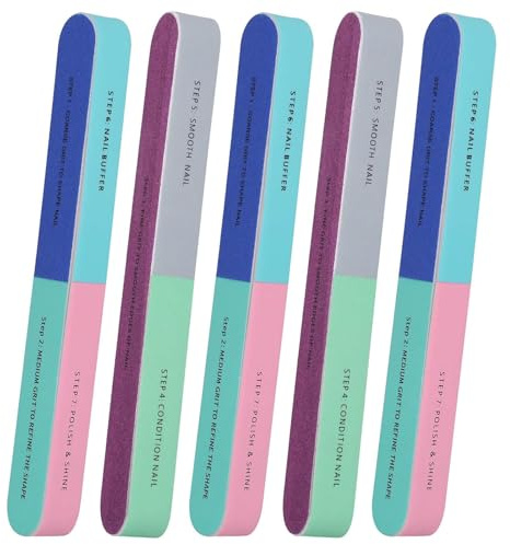 Nagelfeile, Polierfeile Fingernägel, Nagelfeilen Naturnägel, Nagelpolierer Für Naturnägel, 5 Stück 7-seitige Nagelpolierfeile Set, Polierblock zum Formen und Glänzen, Maniküre für Naturnägel