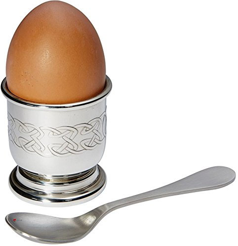 I LUV LTD Christening Egg Cup and Spoon Embossed Celtic Design