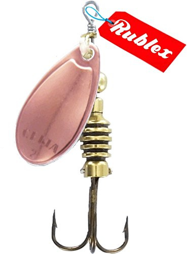 Rublex - Pack de 5 Cucharillas de Pesca Celta-2 Cobre | Cebo Artificial de Pesca con Sistema Quita-Vueltas y Anzuelo Fácilmente Intercambiable, Color Cobre, 3'5gr