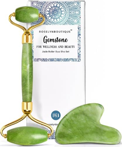 ROSELYNBOUTIQUE Gua Sha Facial Tools & Face Roller for Wrinkless Natural Skincare Tool Jade Roller Guasha Tool for Face Facial Massager (Green)