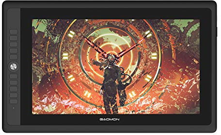 GAOMON PD156 Pro Tablette Graphique avec Ecran 15,6 Pouces Moniteur de Dessin Entière Laminé avec Stylet Passif à 8192 Niveaux et 9 Raccourcis + Touch Ring, Compatible avec Windows/Mac OS/Chrome/Linux