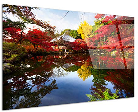 DECLINA - Quadro in plexiglass con motivo LAC multicolore - Stampa vetro naturale e paesaggio - Decorazione da parete per casa, cucina, soggiorno, camera, ufficio, 50 x 30 cm