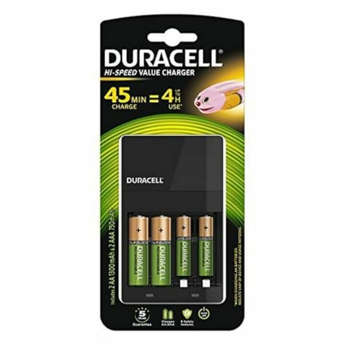 Duracell Ladegerät für NiMH Akkus inkl. 2 x AA (1300mAh) und 2 x AAA (750mAh)