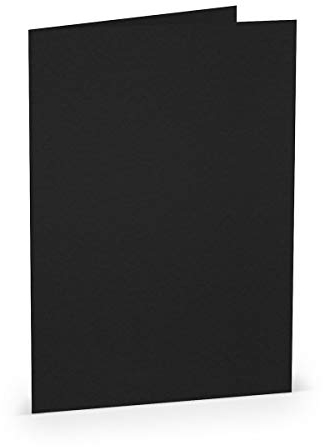 PAPERADO 50 Faltkarten DIN A5 - Schwarz gerippt - 220 g/m² - 14,8 x 21 cm - Blanko Doppelkarten Klappkarten Einladungskarten